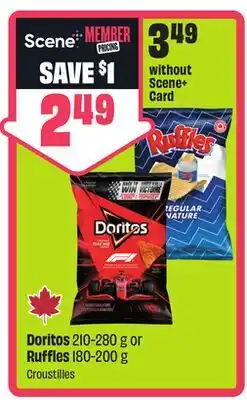 FreshCo Doritos 210-280 g or Ruffles 180-200 g offer