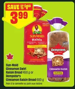 FreshCo Sun-Maid Cinnamon Swirl Raisin Bread 450 g or Dempster's Cinnamon Raisin Bread 600 g offer