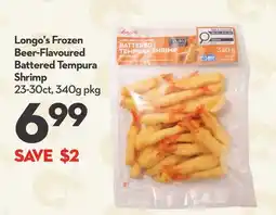 Longo's Frozen Beer-Flavoured Battered Tempura Shrimp offer