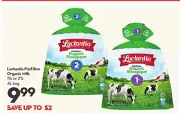 Longo's Lactantia PūrFiltre Organic Milk 1% or2% 4L bag offer