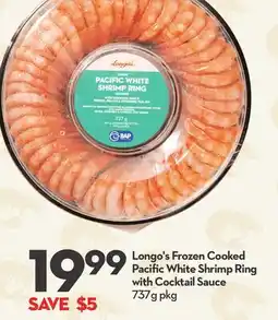 Longo's Frozen Cooked Pacific White Shrimp Ring with Cocktail Sauce offer