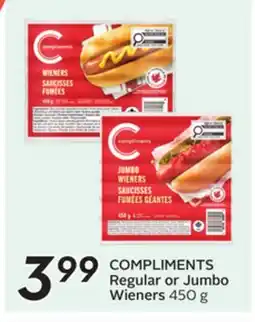 Sobeys COMPLIMENTS Regular or Jumbo Wieners offer