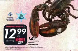 Sobeys Live Market Lobsters offer