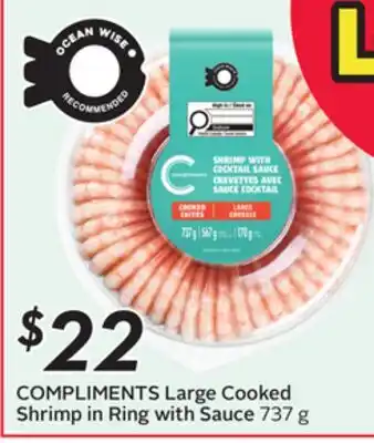 Sobeys COMPLIMENTS Large Cooked Shrimp in Ring with Sauce offer