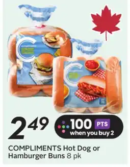 Sobeys COMPLIMENTS Hot Dog or Hamburger Buns offer