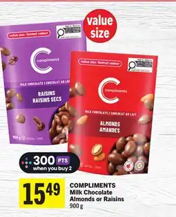 Foodland COMPLIMENTS Milk Chocolate Almonds or Raisins offer