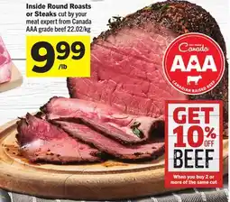 Foodland Inside Round Roast or Steaks offer