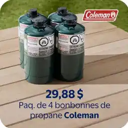 Walmart Paq. de 4 bonbonnes de propane Coleman offer