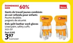 Home Hardware Kids split leather work gloves offer