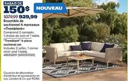 RONA Landon & Co. Tremblant 4-piece sectional set Includes 2 sofas, 1 corner chair and 1 table offer