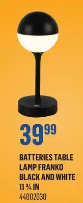 Canac Batteries Table Lamp Franko Black and White offer
