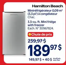 Walmart Hamilton Beach 3.3-cu. ft. Mini fridge with freezer offer