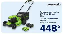 Walmart Greenworks 24V 20 Cordless lawn mower offer