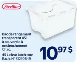 Walmart Sterilite 45 L clear latch tote offer