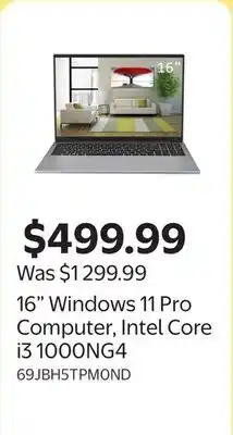 Walmart 16 Windows 11 Pro Computer, Intel Core i3 1000NG4 offer
