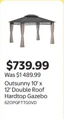 Walmart Outsunny 10' x 12' DoubleRoof Hardtop Gazebo offer