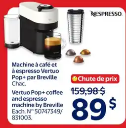 Walmart NESPRESSO Vertuo Pop + coffee and espresso machine by Breville offer