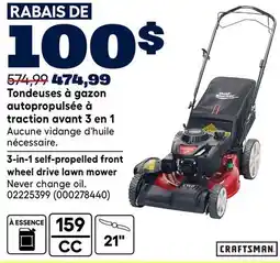 RONA 3-in-1 self-propelled front wheel drive lawn mower offer