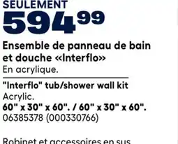 RONA Interflo tub/shower wall kit, 60 x 30 x 60 offer