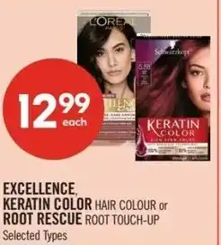 Shoppers Drug Mart Excellence, keratin color hair colour or root rescue root touch-up offer