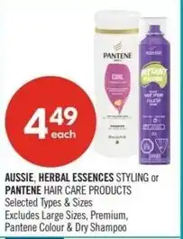 Shoppers Drug Mart Aussie, herbal essences styling or pantene hair care products offer