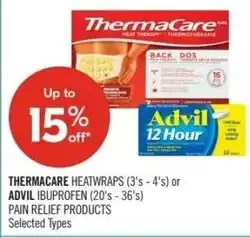 Shoppers Drug Mart Thermacare heatwraps or advil ibuprofen offer