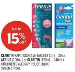 Shoppers Drug Mart Claritin rapid dissolve tablets, aerius or claritin offer
