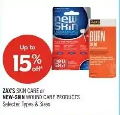 Shoppers Drug Mart Zax's skin care or new-skin wound care products offer
