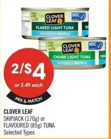 Shoppers Drug Mart Clover leaf skipjack or flavoured tuna offer