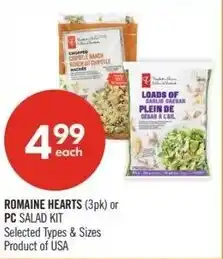 Shoppers Drug Mart Romaine hearts or pc salad kit offer