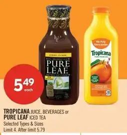 Shoppers Drug Mart Tropicana juice, beverages or pure leaf iced tea offer