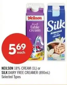 Shoppers Drug Mart Neilson 18% cream or silk dairy free creamer offer