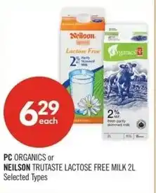 Shoppers Drug Mart PC organics or neilson trutaste lactose free milk offer