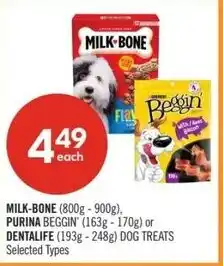 Shoppers Drug Mart Milk-bone, purina beggin' or dentalife dog treats offer