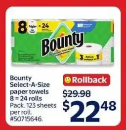 Walmart Bounty Select-A-Size Paper Towels offer