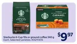 Walmart Starbucks K-Cup 10s or ground coffee 340 g offer