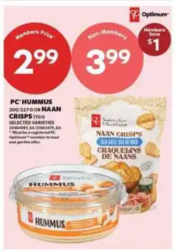 Real Canadian Superstore PC Hummus or Naan Crisps offer