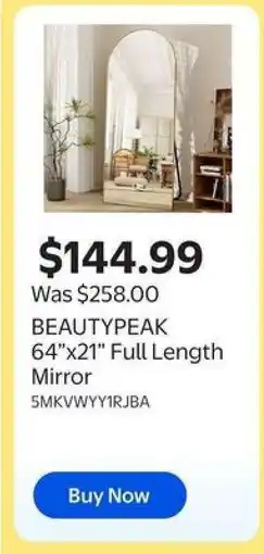 Walmart BEAUTYPEAK 64”x21” Full Length Mirror offer