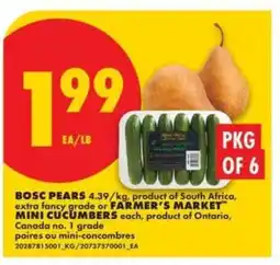 No Frills BOSC PEARS or FARMER’S MARKET MINI CUCUMBERS offer