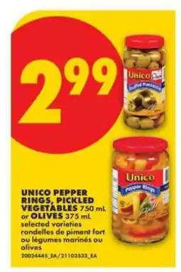 No Frills UNICO PEPPER RINGS, PICKLED VEGETABLES or OLIVES offer