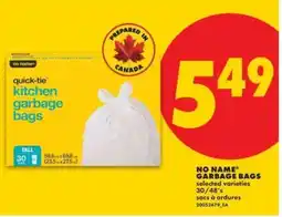 No Frills NO NAME GARBAGE BAGS offer
