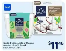 Walmart Glade 3-wick candle or PlugIns scented oil refill 2-pack offer