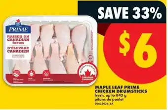No Frills Maple Leaf Prime chicken drumsticks offer