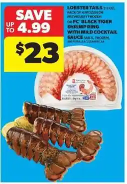 Real Canadian Superstore Lobster Tails or PC Black Tiger Shrimp Ring offer