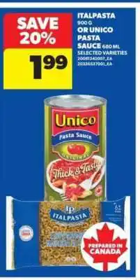 Real Canadian Superstore Italpasta or Unico Pasta Sauce offer