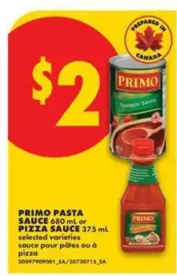 No Frills PRIMO PASTA SAUCE or PIZZA SAUCE offer