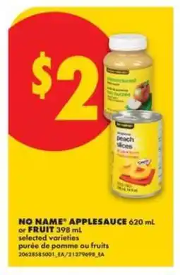 No Frills NO NAME APPLESAUCE or FRUIT offer