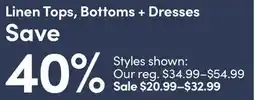 Mark's Linen Tops, Bottoms + Dresses offer
