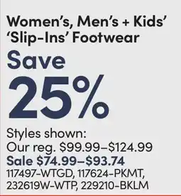Mark's Women's, Men's + Kids' 'Slip-Ins' Footwear offer