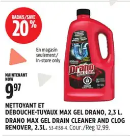 Canadian Tire DRANO MAX GEL DRAIN CLEANER AND CLOG REMOVER offer